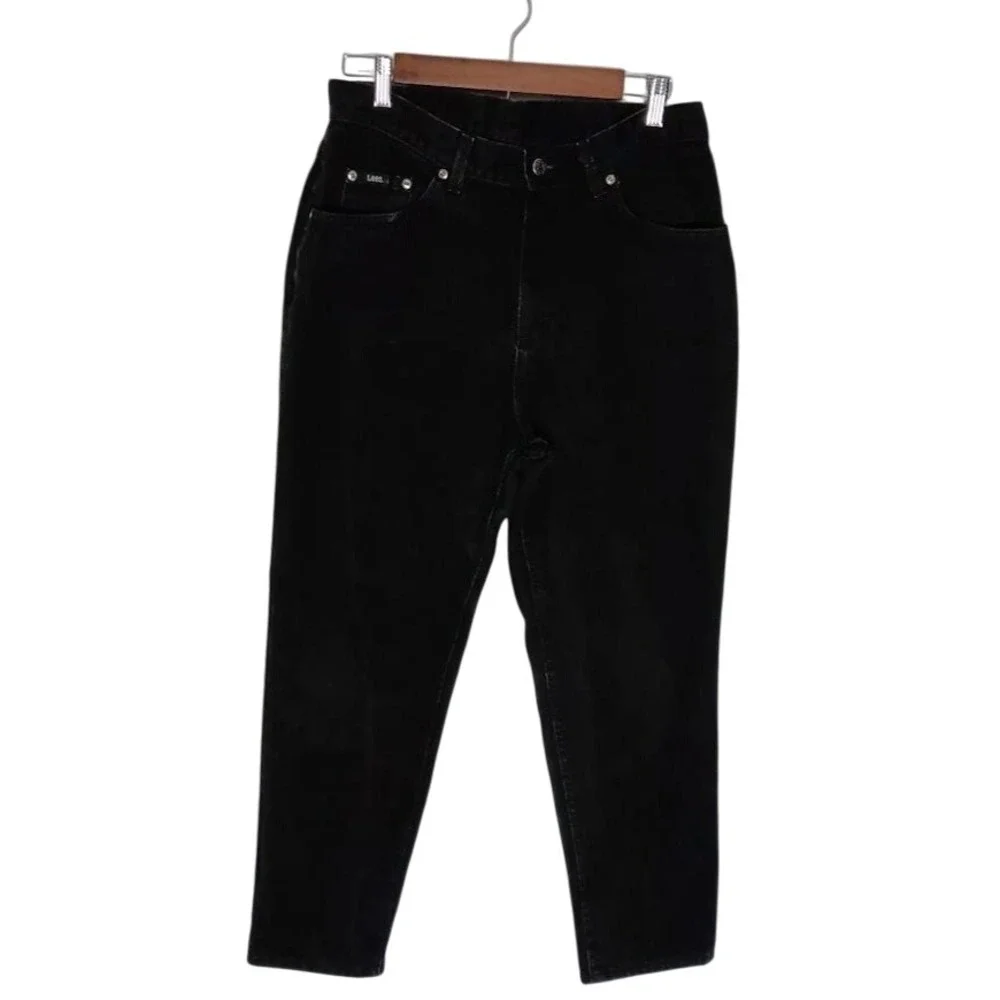 Vintage Lee Jeans Womens 12 Black High Rise Tapered Leg Denim‎ 90s USA Classic
